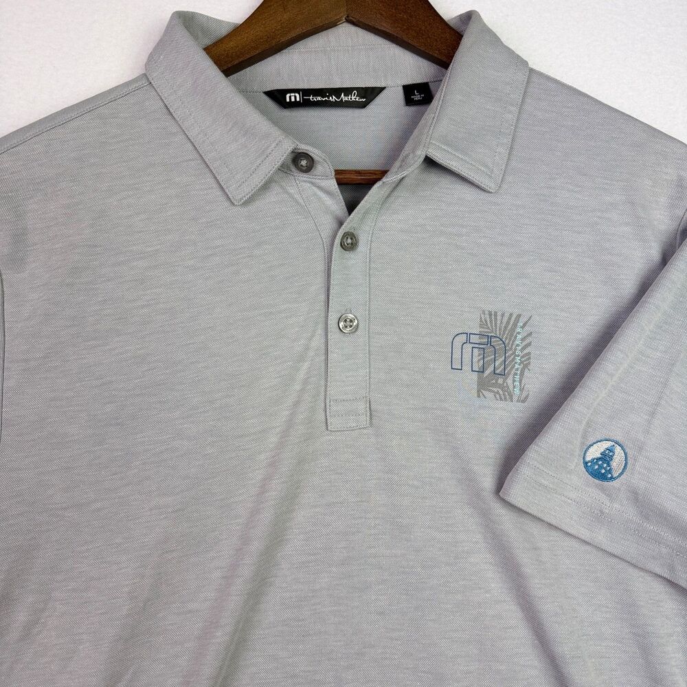 TravisMathew Gray Graphic Logo Polo Shirt Large
